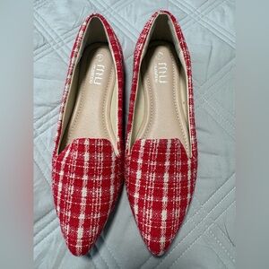 Musshoe Red Checkered Women's Loafers